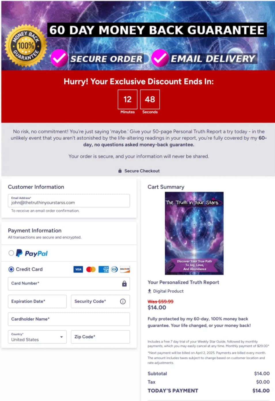  The Truth In Your Stars Checkout Page